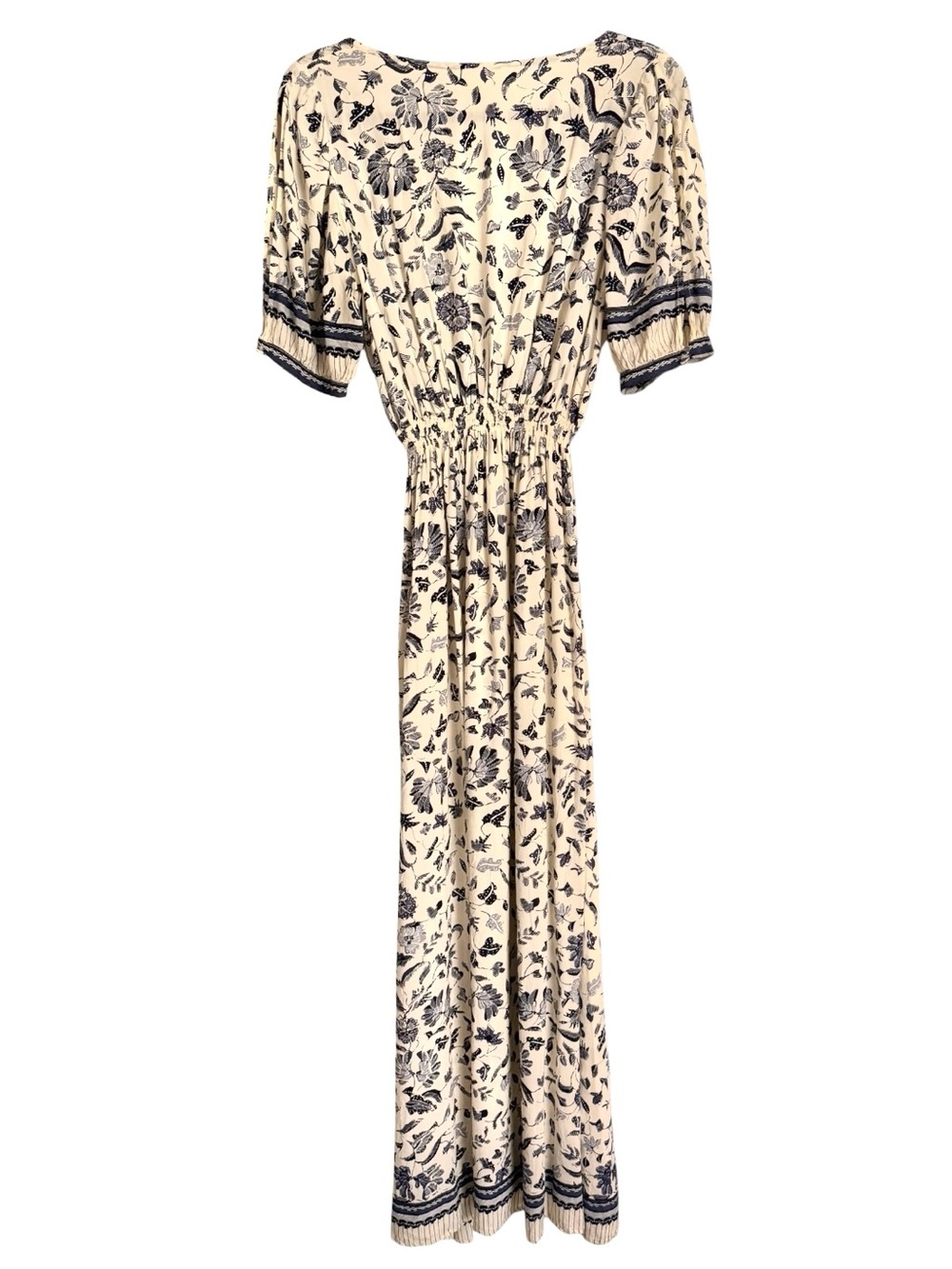 NATALIE MARTIN Wildflower pale yellow navy Laurie Maxi floral Dress XS $280 - Picture 3 of 6